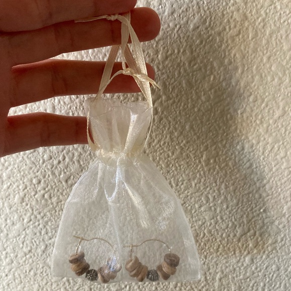 Coconut and Floral Silver Toned Bead Hoop Earrings - Picture 5 of 5